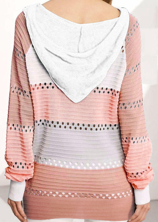 

Hoodies Color Block Hollow Out Zipper Fake Two-Piece Hoodie in Multicolor. Size: L,M,,XL