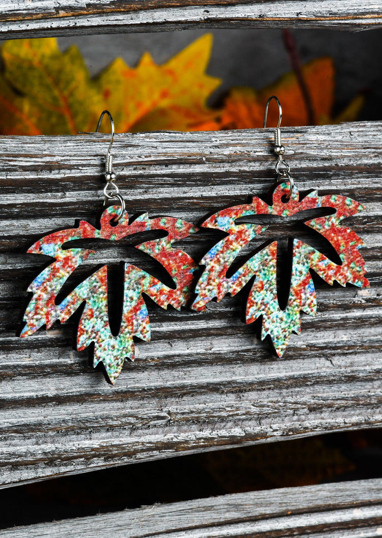 

Earrings Maple Leaf Hollow Out Hook Earrings in Multicolor. Size