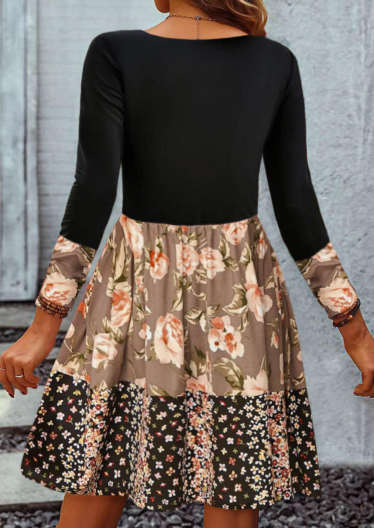 

Mini Dresses Color Block Ditsy Floral Long Sleeve Mini Dress in Multicolor. Size: L,,XL