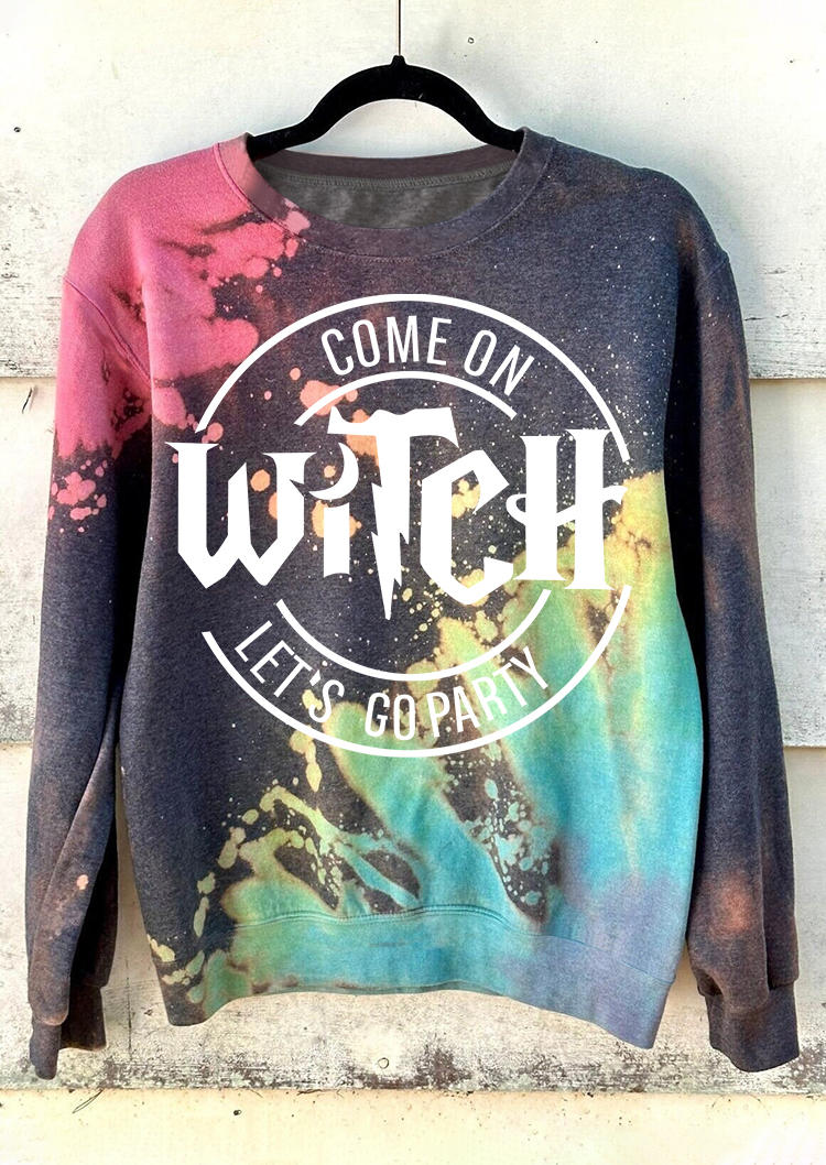 

Sweatshirts Halloween Come On Witch Let' Go Tie Dye Sweatshirt in Multicolor. Size: L,M