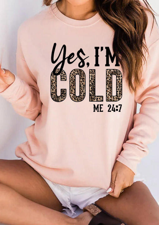 

Sweatshirts Yes I'm Cold Me 24:7 Leopard Sweatshirt in Pink. Size: L,M,,XL