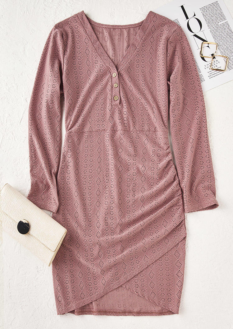 

Bodycon Dresses Hollow Out V-Neck Bodycon Dress in Pink. Size: L,M,,XL
