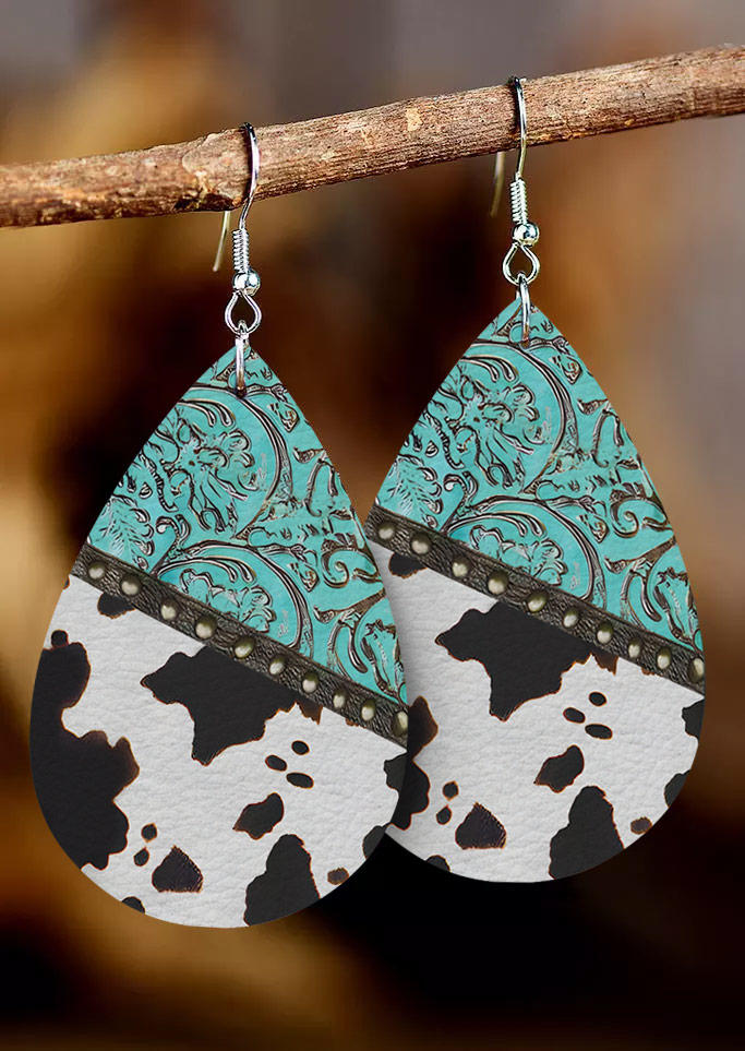 

Earrings Cow PU Leather Water Drop Earrings in Multicolor. Size