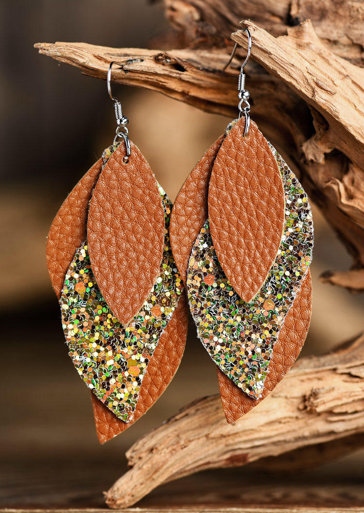 Sequined Multi-Layered Earrings - Orange