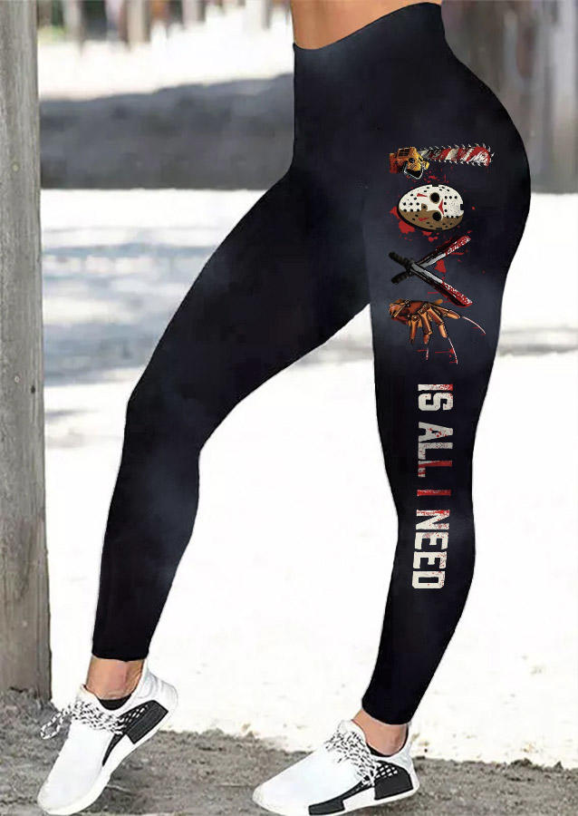 Halloween Horror Movie High Waist Leggings - Black