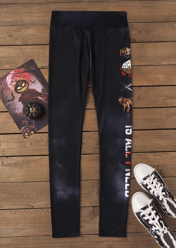

Leggings Halloween Horror Movie High Waist Leggings in Black. Size