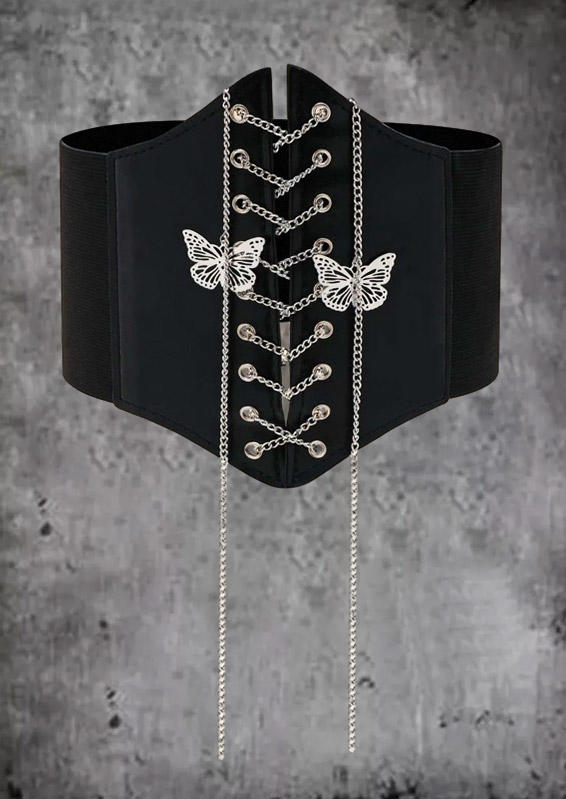Butterfly Lace Up PU Leather Corset Cinch Wide Waist Belt