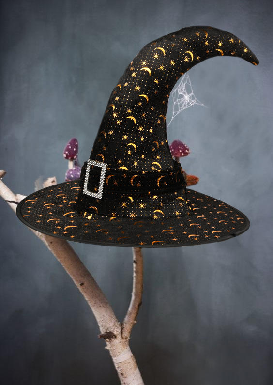 

Hats Halloween Moon Star Witch Hat in Gold,Silver. Size
