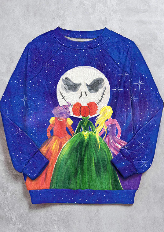 

Sweatshirts Halloween Starry Sky Witch Sweatshirt in Blue. Size: L,M,,XL