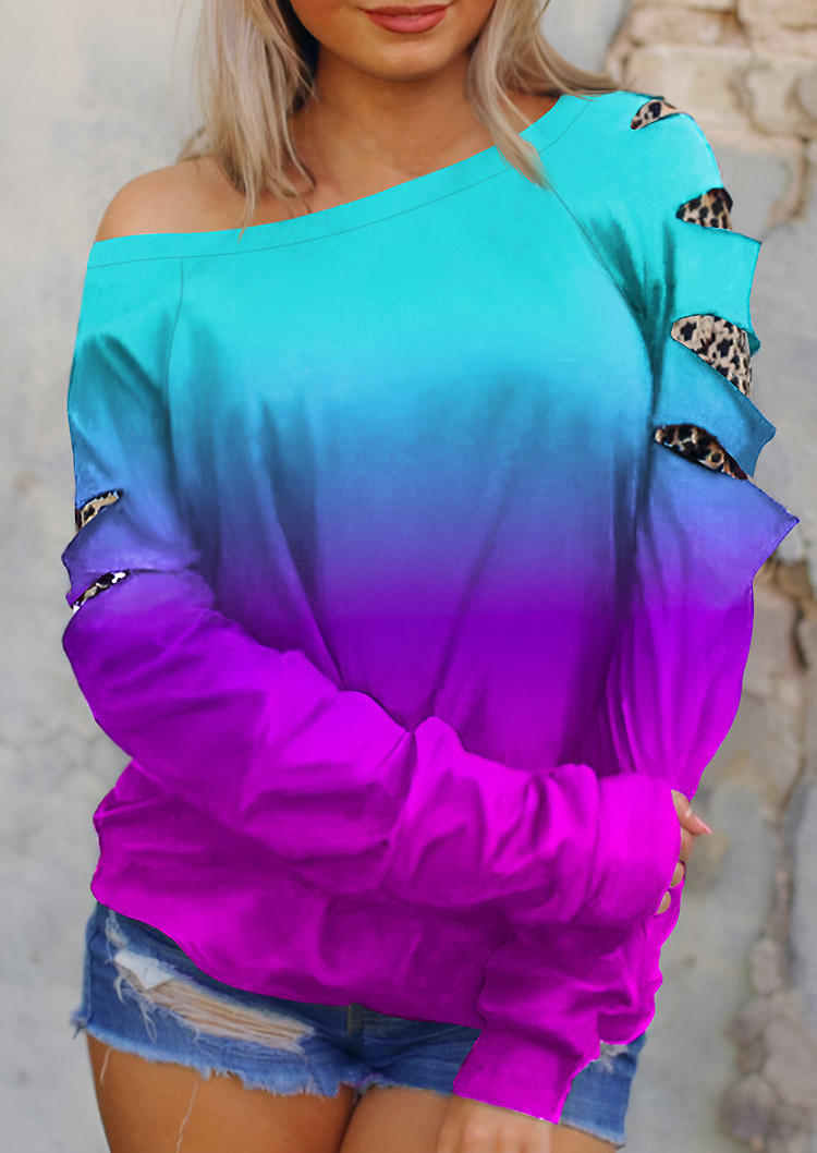 

Sweatshirts Gradient Leopard Cut Out Sweatshirt in Multicolor. Size: L,M,,XL