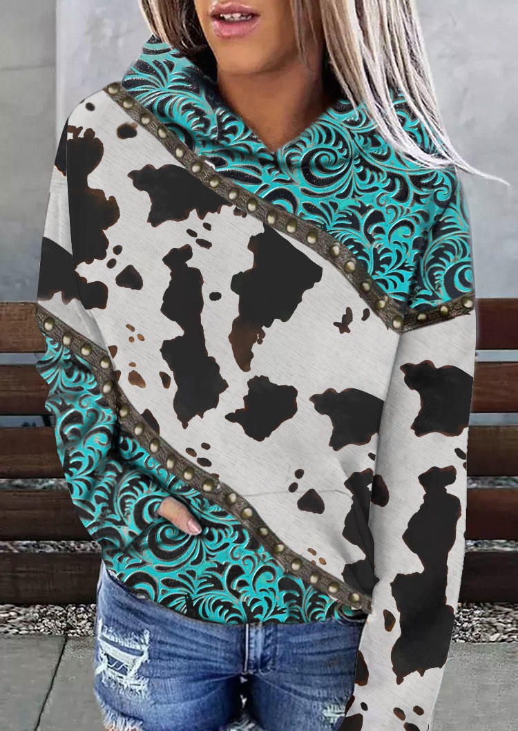 

Hoodies Western Cow Abstract Graphic Hoodie in Multicolor. Size
