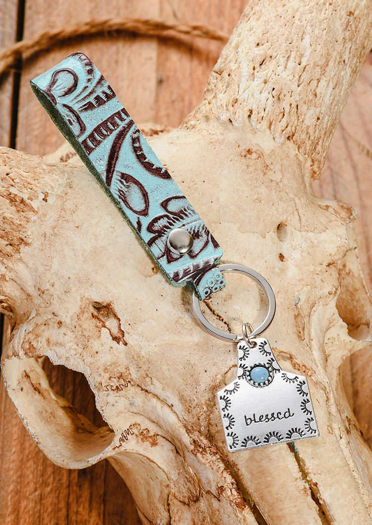 

Keychains Western Blessed Turquoise Alloy Keychain in Green. Size