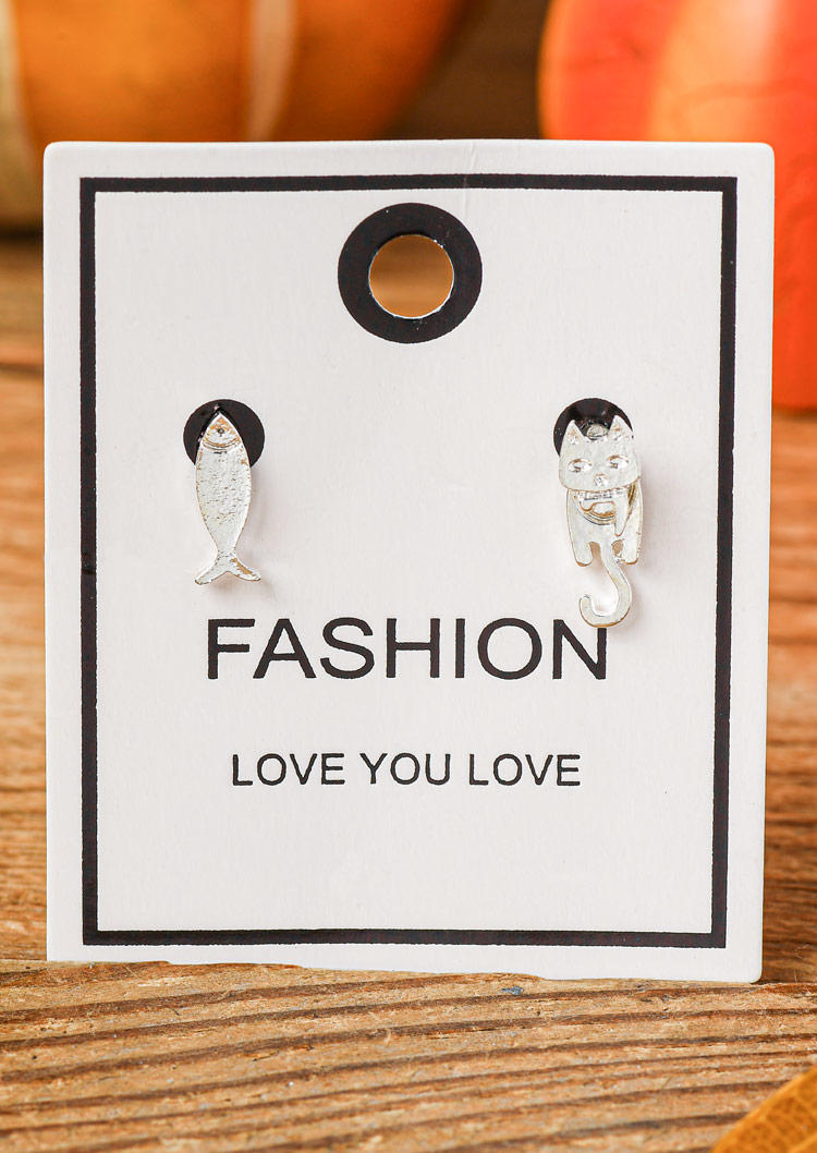 Cat And Fish Alloy Cute Earrings