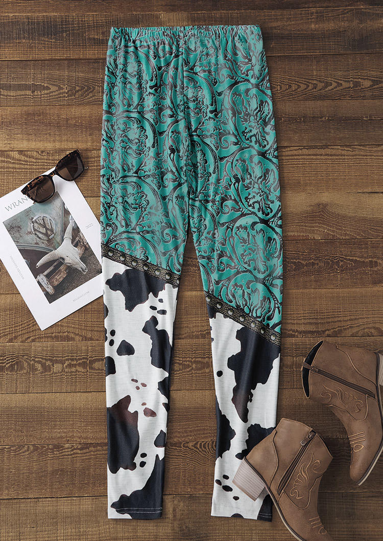 

Leggings Cow Abstract Graphic Skinny Leggings in Multicolor. Size: L,M,,XL