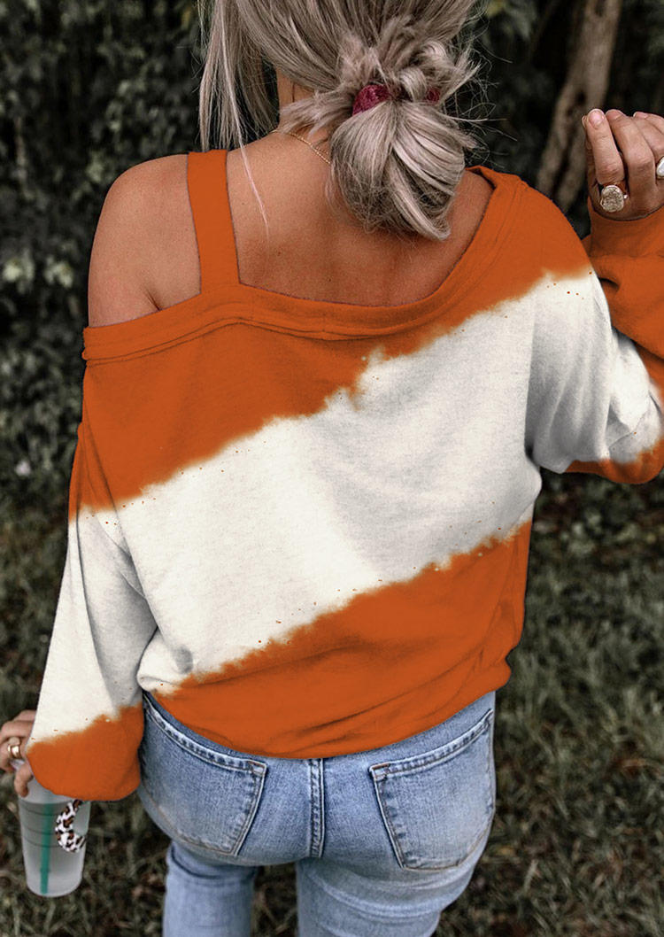 

Sweatshirts Halloween Color Block One Sided Cold Shoulder Sweatshirt in Multicolor. Size: L,M,,XL