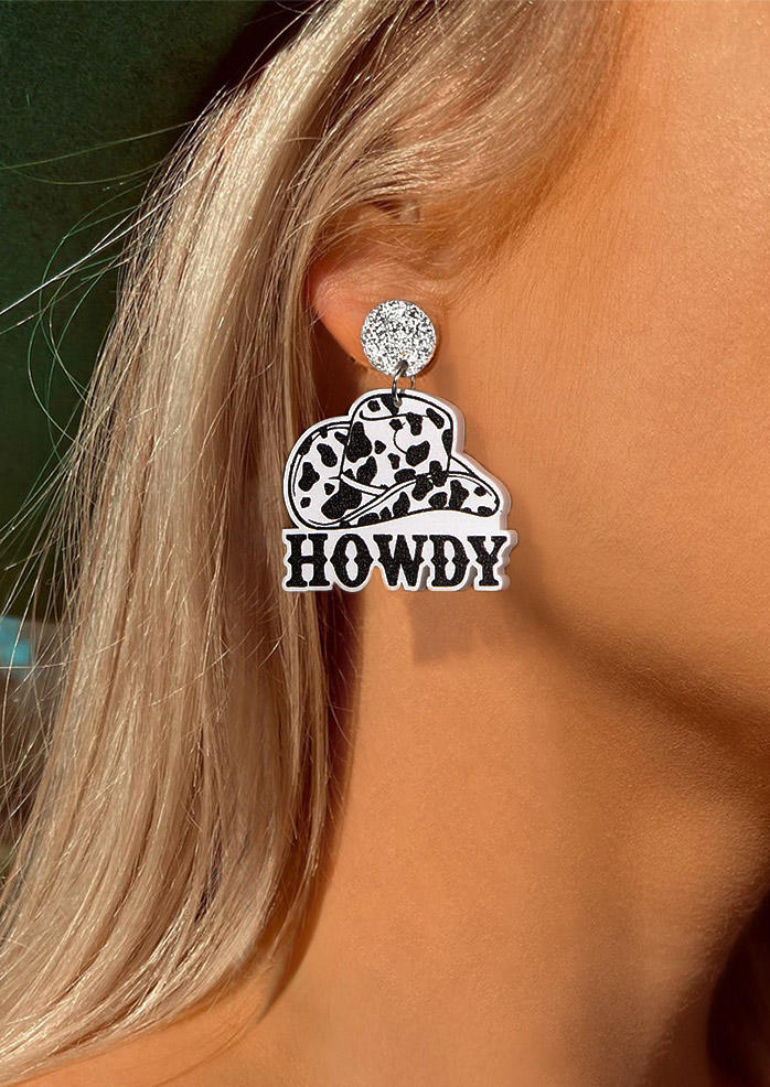 

Earrings Let's Go Girls Howdy Cow Glitter Stud Earrings in White. Size