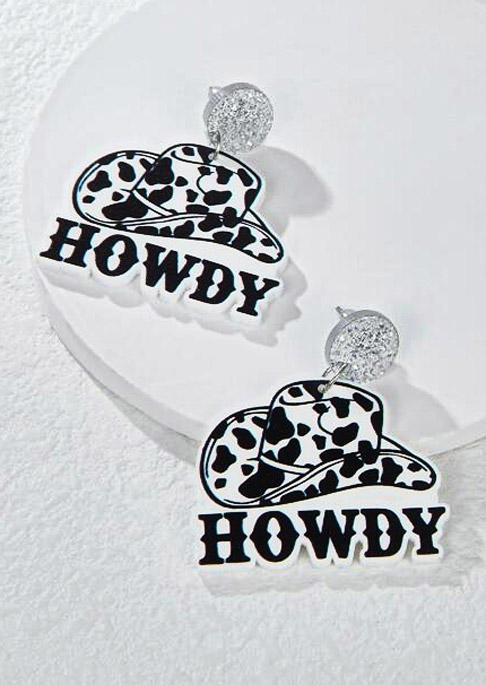 Let's Go Girls Howdy Cow Glitter Stud Earrings