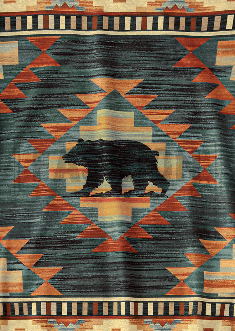 Aztec Geometric Bear Raglan Sleeve Sweatshirt