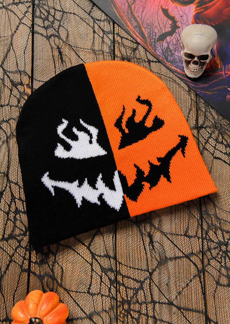 

Hats Halloween Devil Color Block Knitted Hat in Multicolor. Size