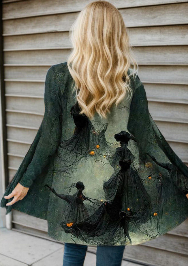 

Cardigans Halloween Dancing Forest Witches Long Sleeve Cardigan in Multicolor. Size