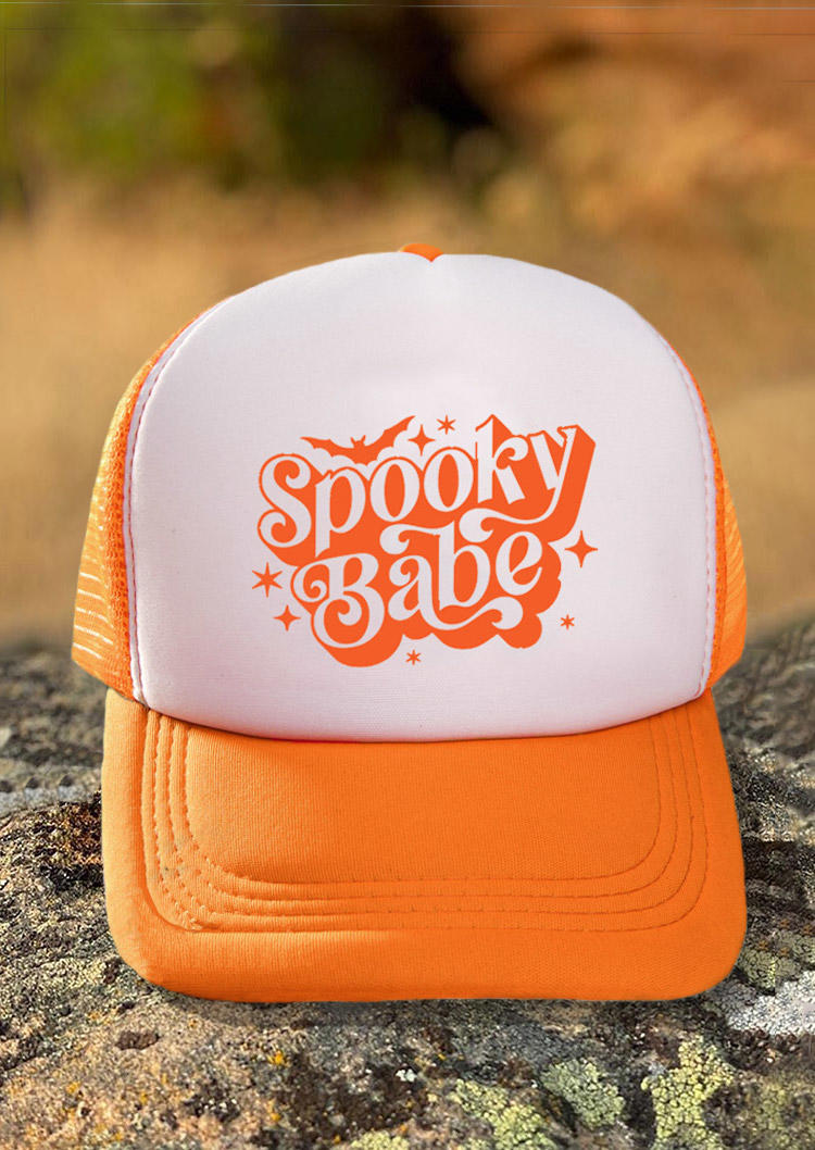 

Hats Halloween Spooky Babe Hollow Out Baseball Cap in Orange. Size