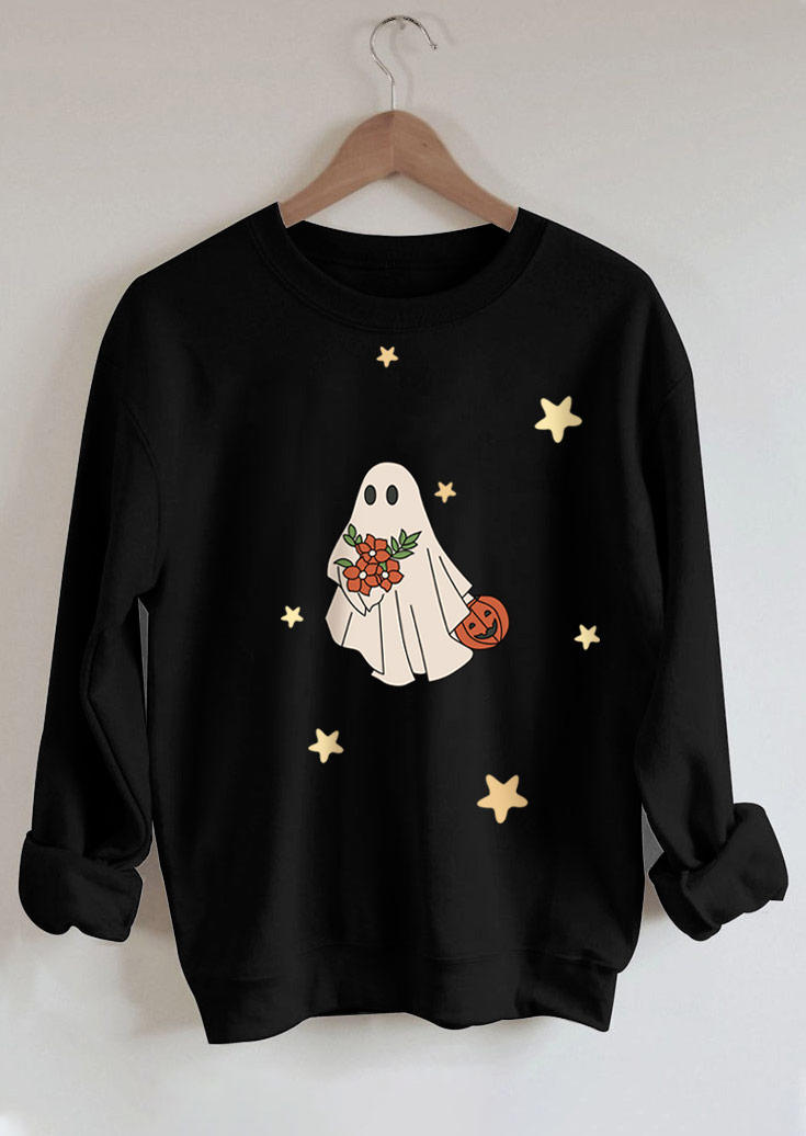 

Sweatshirts Halloween Pumpkin Face Ghost Star Sweatshirt in Black. Size: L,M,,XL