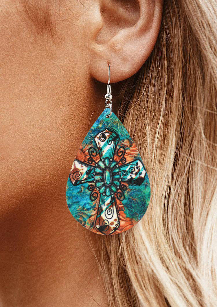

Earrings Cross Sunflower Water Drop Earrings in Multicolor. Size