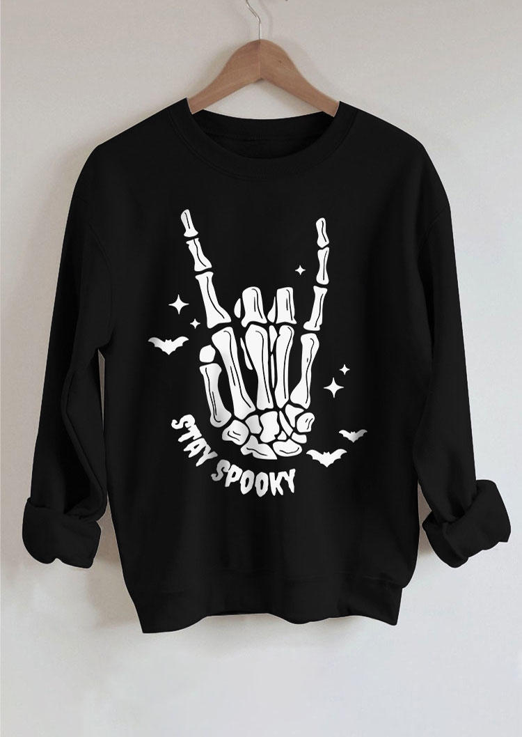 

Sweatshirts Halloween Stay Spooky Skeleton Hand Sweatshirt in Black. Size: L,M,,XL