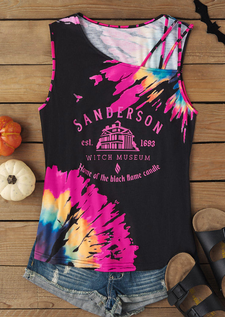 

Tank Tops Halloween Witch Museum Home Of The Black Flame Candle Tie Dye Camisole in Multicolor. Size: L,M,,XL