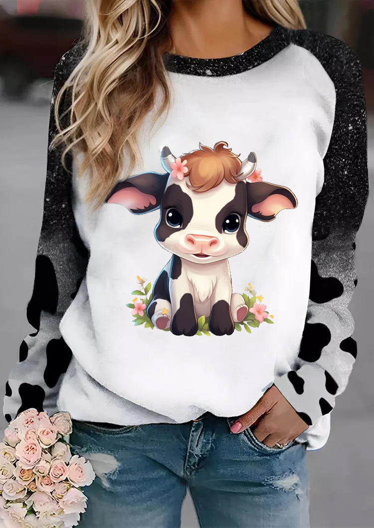 

Sweatshirts Floral Calf Cow Bleached Sweatshirt in White. Size: L,M,,XL