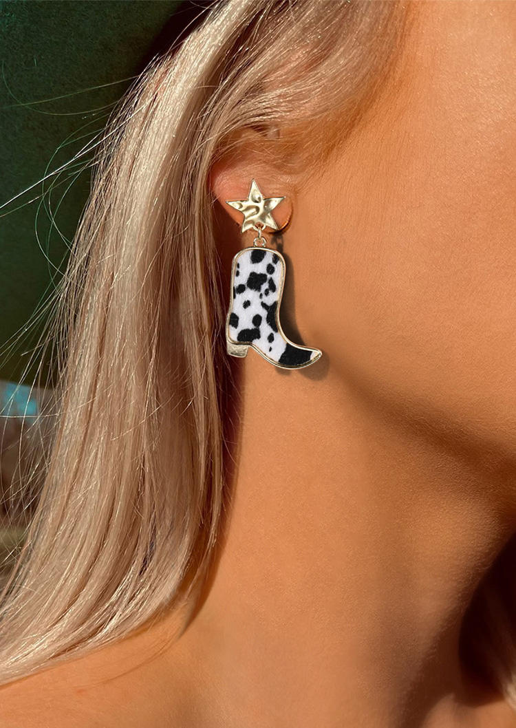 

Earrings Western Cow Star Alloy Earrings in Multicolor. Size