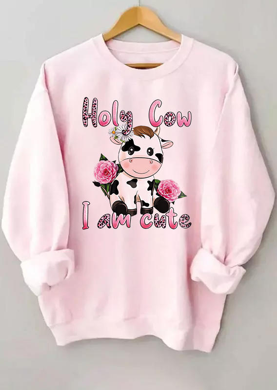 

Sweatshirts Holy Cow I Am Cute Floral Sweatshirt in Pink. Size: L,M,,XL