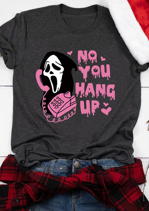 

T-shirts Tees Halloween No You Hang Up Ghost Face T-Shirt Tee - Dark Grey in Gray. Size