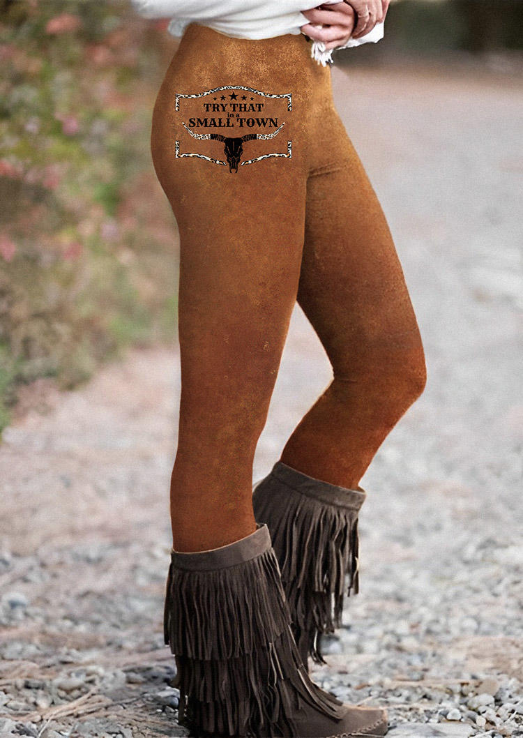Steer Skull Star Leopard Skinny Leggings