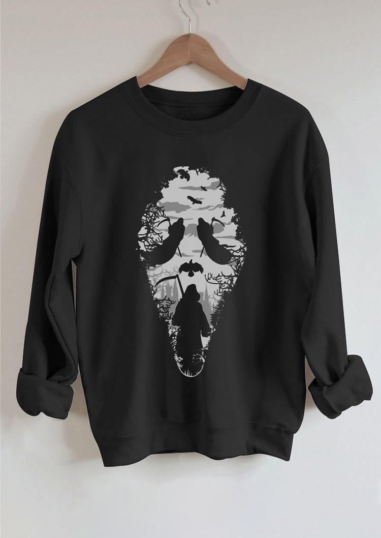 

Sweatshirts Halloween Ghost Face Witch Sweatshirt in Black. Size: L,M,,XL