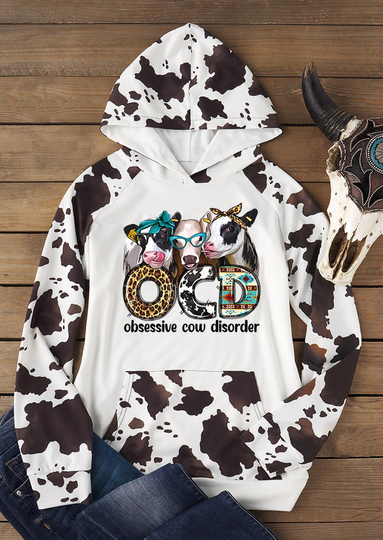 

Hoodies Ocd Obsessive Cow Disorder Kangaroo Pocket Hoodie in White. Size