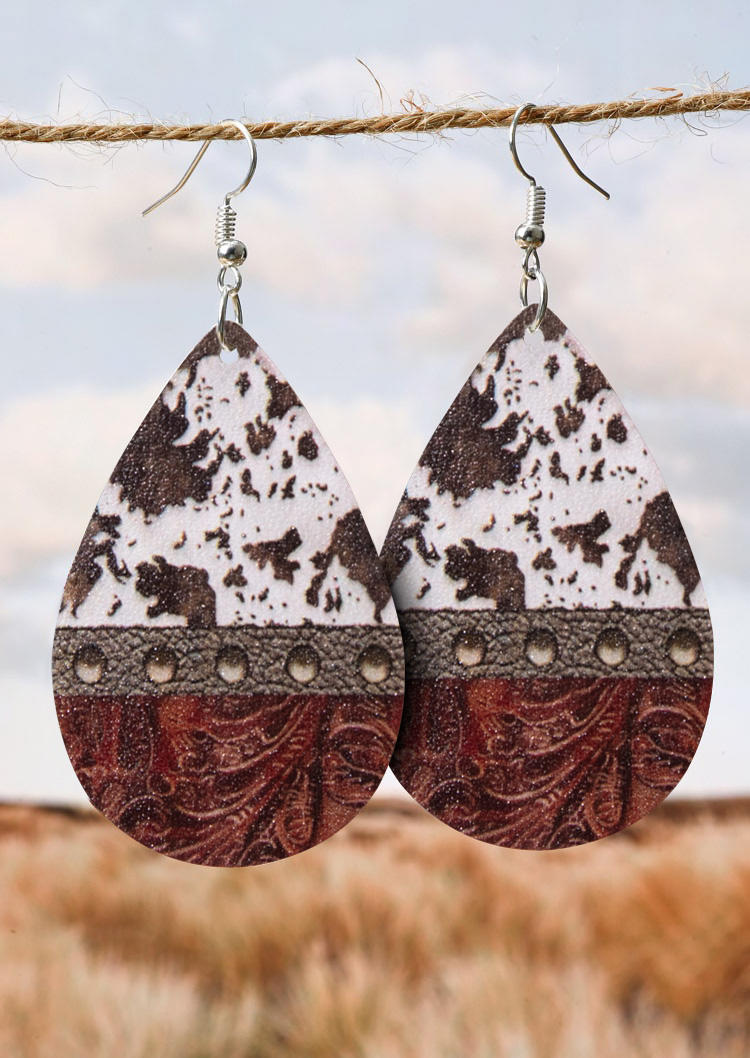 

Earrings Cow Color Block Water Drop Earrings in Multicolor. Size