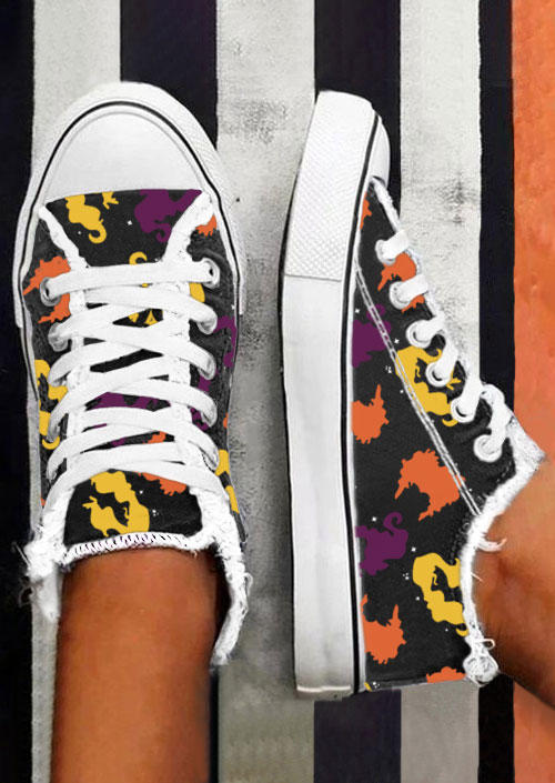 

Sneakers Halloween Witch Sisters Frayed Lace Up Flat Sneakers in Multicolor. Size: ,38,39,40,41