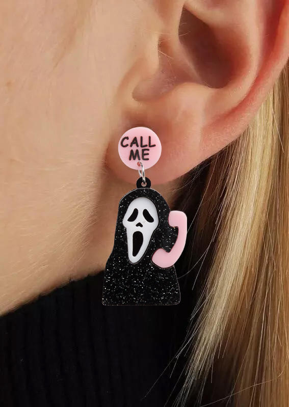 

Earrings Halloween Call Me Ghost Face Stud Earrings in Multicolor. Size