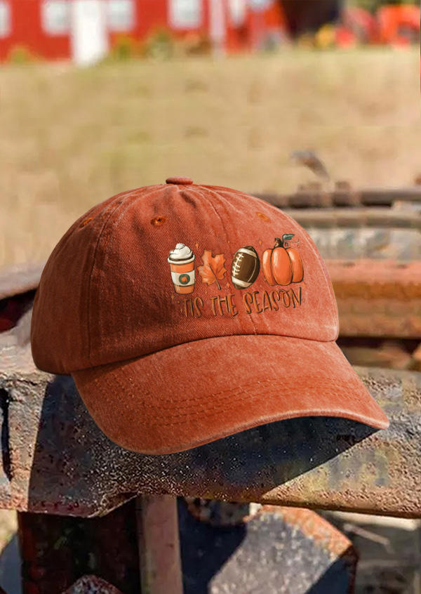 

Hats Tis The Season Pumpkin Soccer Maple Leaf Baseball Cap in Orange. Size