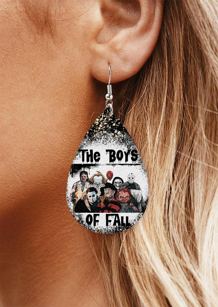 

Earrings Halloween Horror Movie Graphic Water Drop Earrings in Multicolor. Size