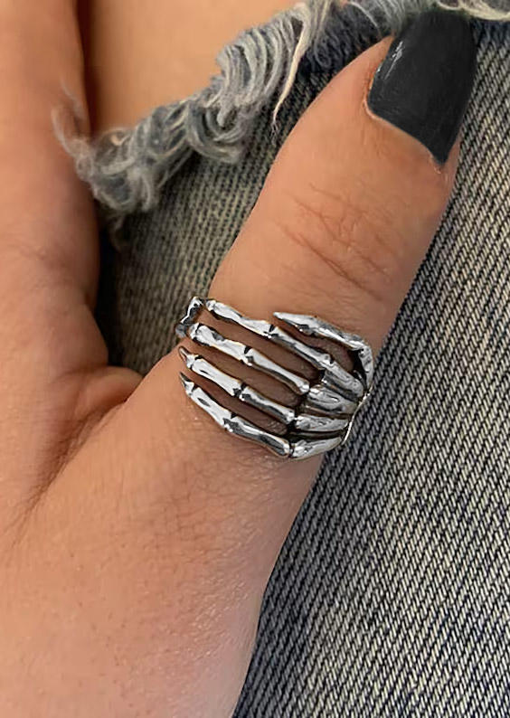 

Rings Halloween Skeleton Hand Alloy Gothic Ring in Silver. Size