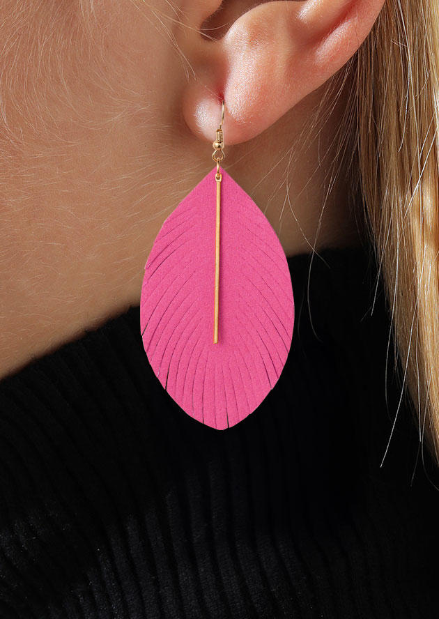 

Earrings Geometric Leaf Hook Earrings in Pink. Size