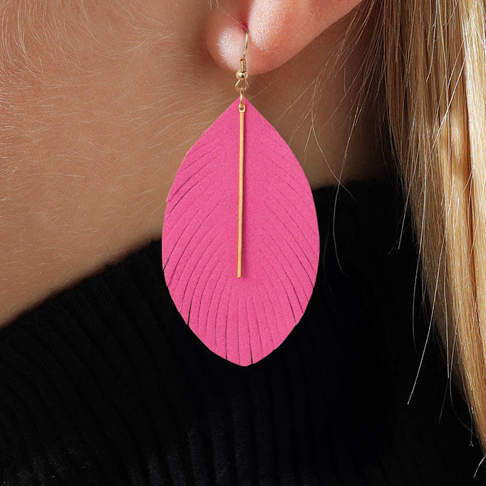 Geometric Leaf Hook Earrings