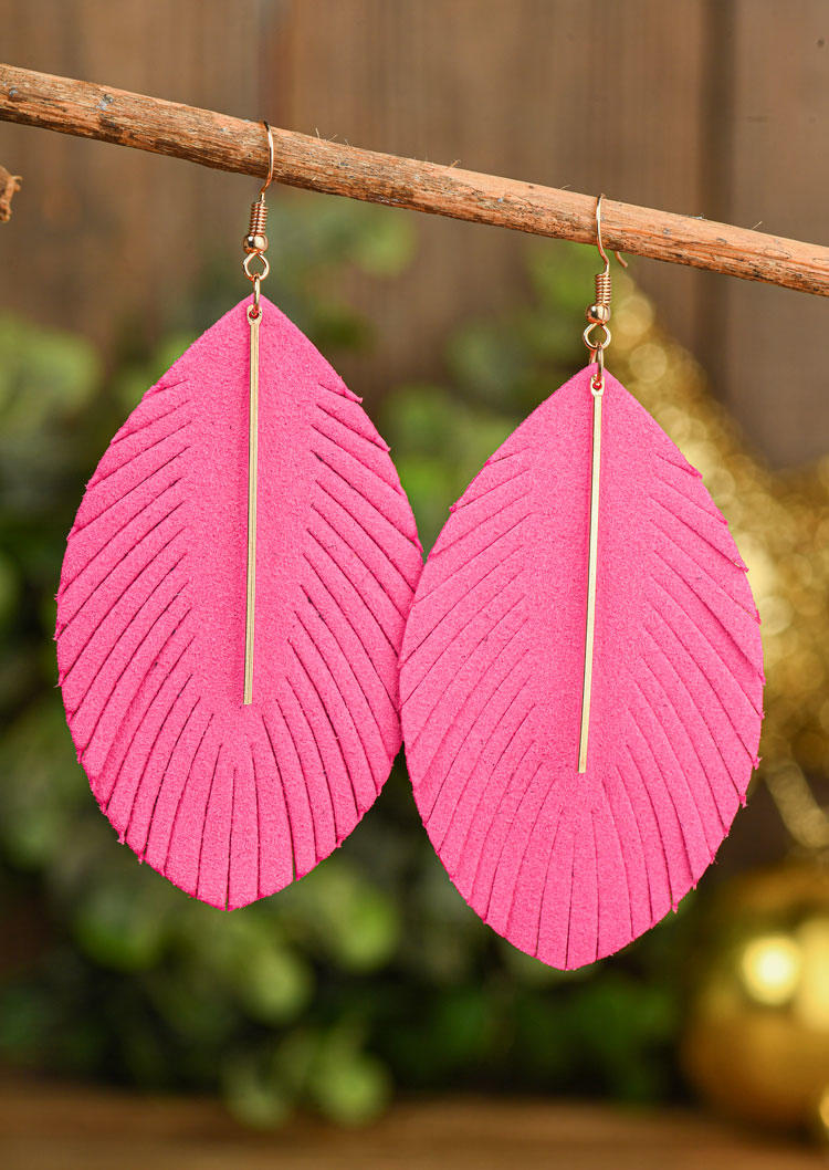 Geometric Leaf Hook Earrings