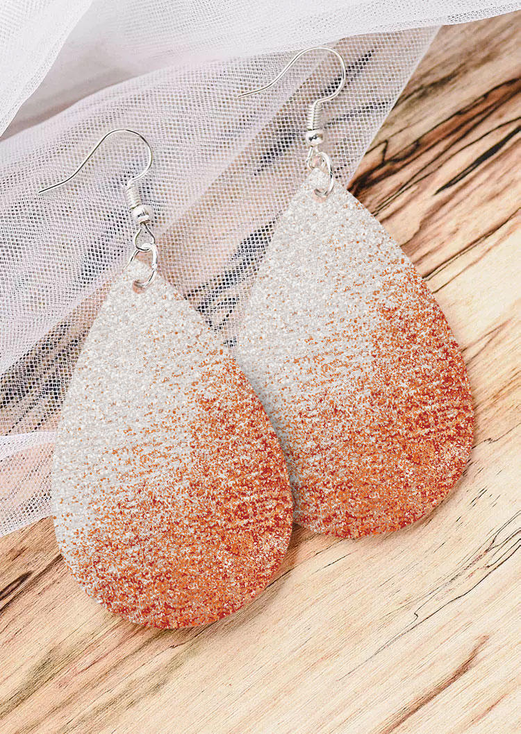 

Earrings Gradient Glitter Water Drop Earrings in Orange. Size