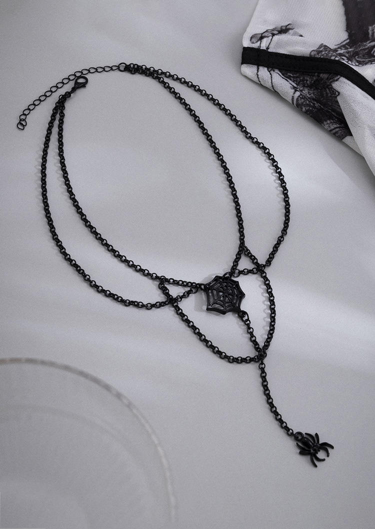 

Necklaces Halloween Spider Web Hollow Out Pendant Necklace in Black. Size