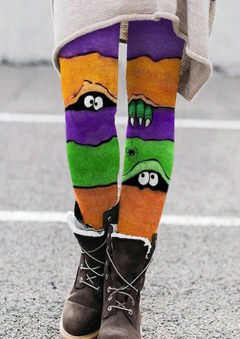 Halloween Spider Color Block Skinny Leggings