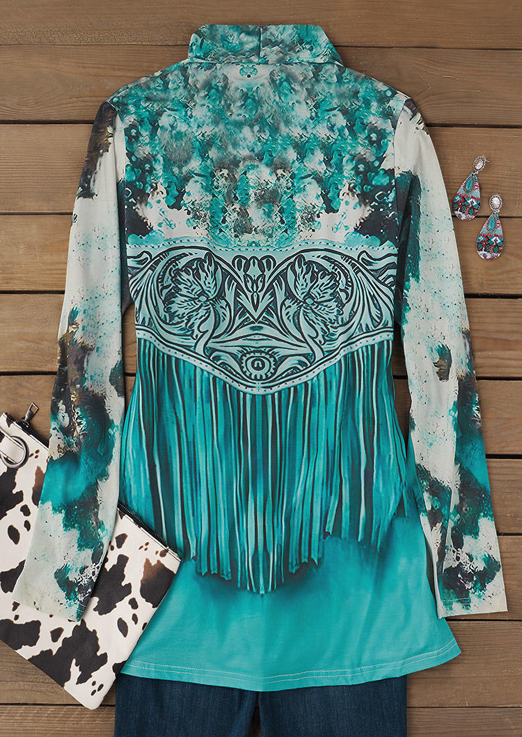 

Cardigans Cow Abstract Graphic Fake Tassel Cardigan in Multicolor. Size