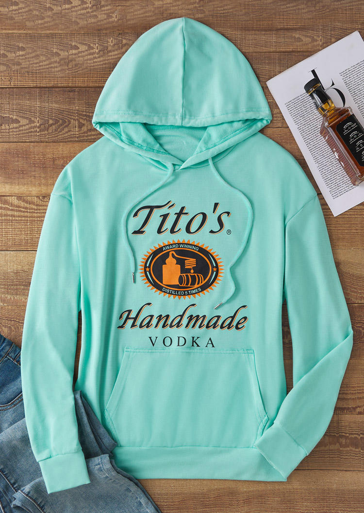 

Hoodies Letter Graphic Kangaroo Pocket Hoodie - Cyan in Blue. Size